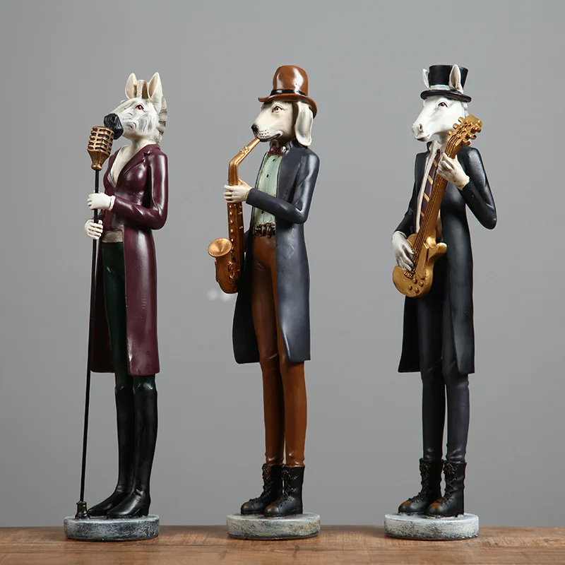 Creative American Animal Band Resin Ornaments Wine Cabinet Decorations for Living Room Wedding Gift Home Decorations Desktop