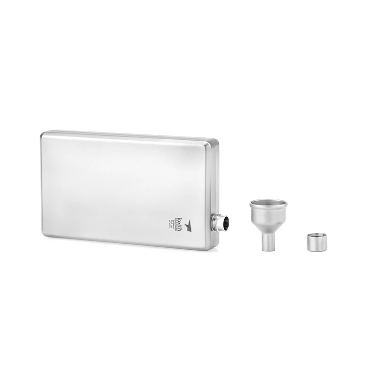Factory Customized Titanium Ultralight Hip Flask Unique Square Personalized Flask Camping Drinkware Accessories