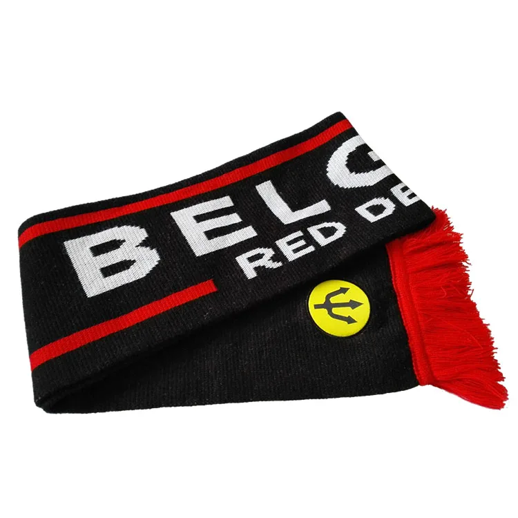 Double layer custom knitted jacquard 100% Acrylic soccer Club fan scarf football game scarf for fans
