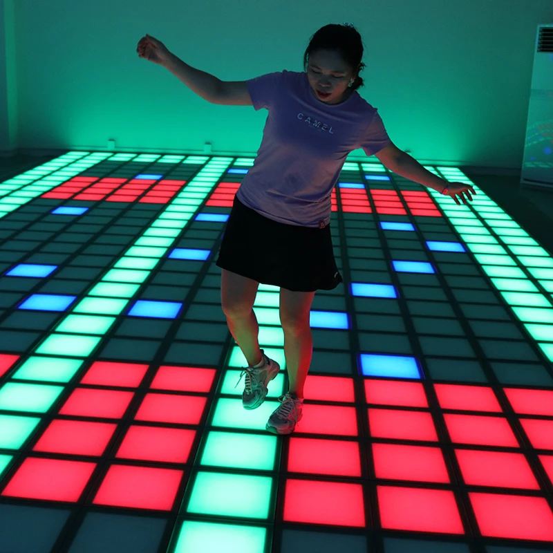 active gaming led floor RS 485 RS422 communication protocol interactive PIXEL games floor tile system