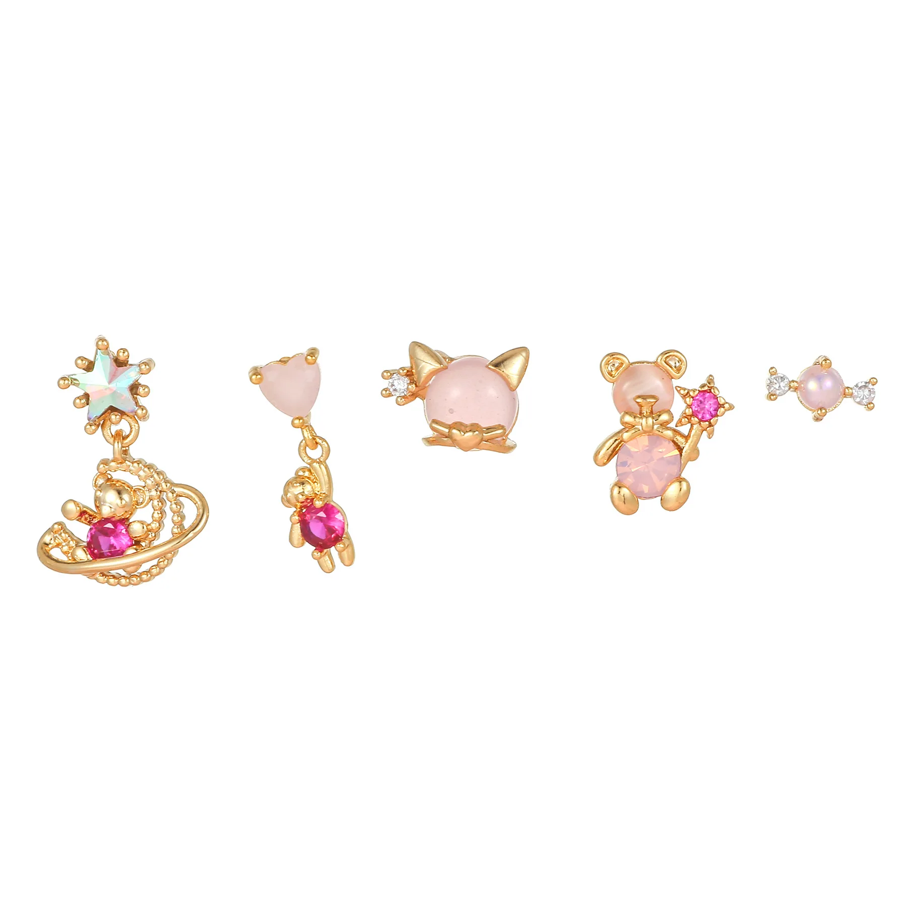 Hypoallergenic Fashion gold plated jewelry 925 sterling silver earring girls cute bear earrings wholesale
