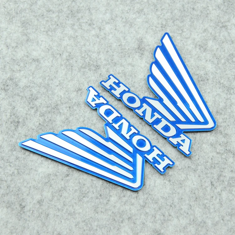 Customized aluminum alloy decorative decal sticker motorcycle metal logo sticker for honda wings