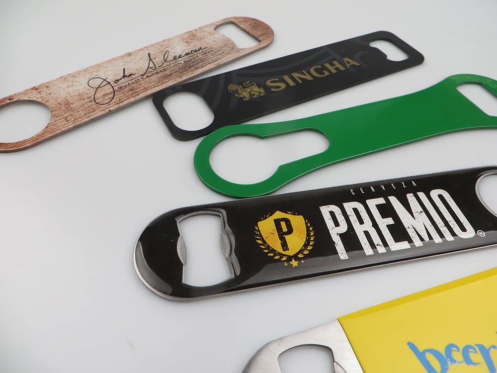 Custom pvc coated painting laser engrave logo stainless steel bar bottle opener blade with sublimation printing