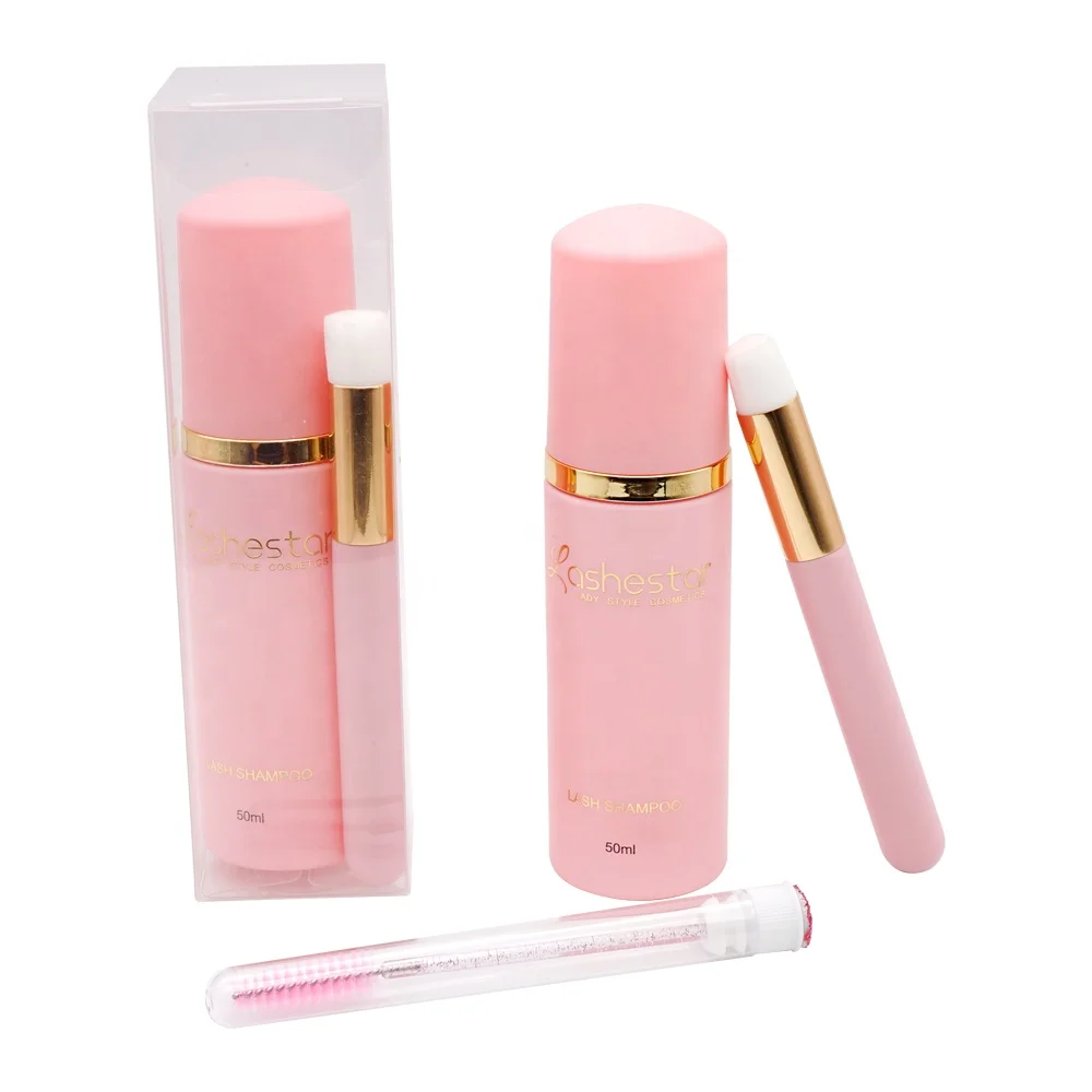 Foam Lash Shampoo kit 3 in 1 30/50/60ml Lash Bath And Cleansing Brush With Glitter Mascara Wand Cleanser Remover Lash shampoo