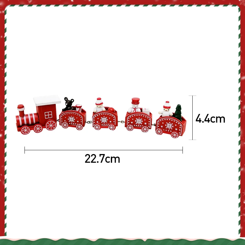Happy Trees 5 Pcs Wooden Christmas Train with Snowman, Mini Train Decor Set for Christmas Party, Christmas Train Ornament
