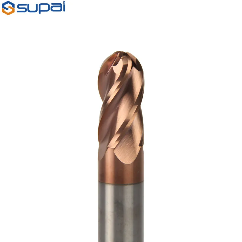 hrc55 4 flute carbide ball nose end mill, coated for cnc metal  wood working