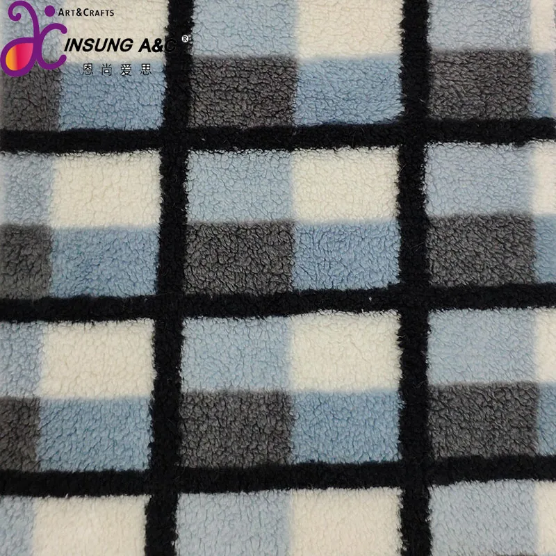100% Polyester Knitted Flocking Curly Pile Sherpa Berber Fleece Plush fabric for Garment, Toy, Accessories