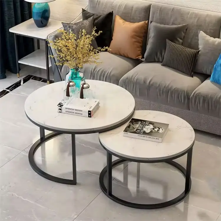 Nordic French style luxury coffee table living room furniture living room small table set round modern living room table