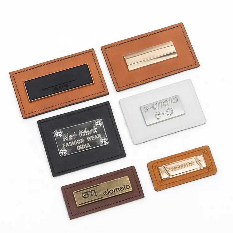 Модные фирменные джинсы джинсовые этикетки из искусственной кожи с металлическим логотипом для джинсов