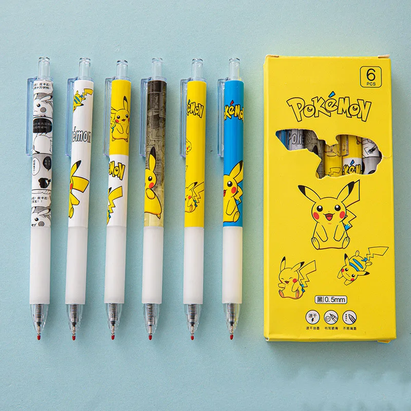 High Quality Cute Cartoon Pikachu Style Clip Press Pen INS Student Exam ST Pens Tip Smooth Writing 0.5mm Carbon Black Pen
