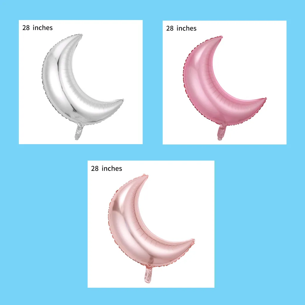 Custom 28 inch moon shape foil balloons birthday party decoration atmosphere balloon star shape thin version of the moon
