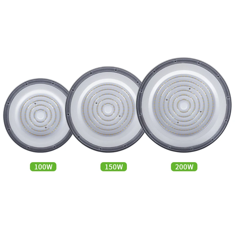 Round Lighting 100W 150W 200W 250W Lighting Price Industrial Lamp Workshop UFO High Bay Led Lighting DOB