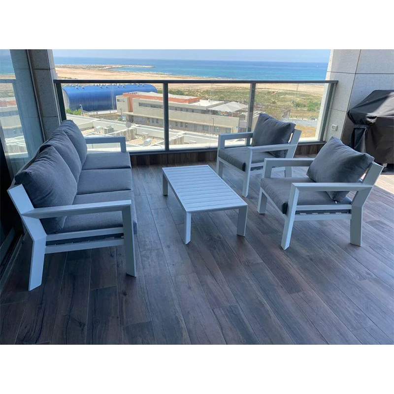 New Design No Screw 4PCS Alu Slats Garden Sofa with Three Seat Bench