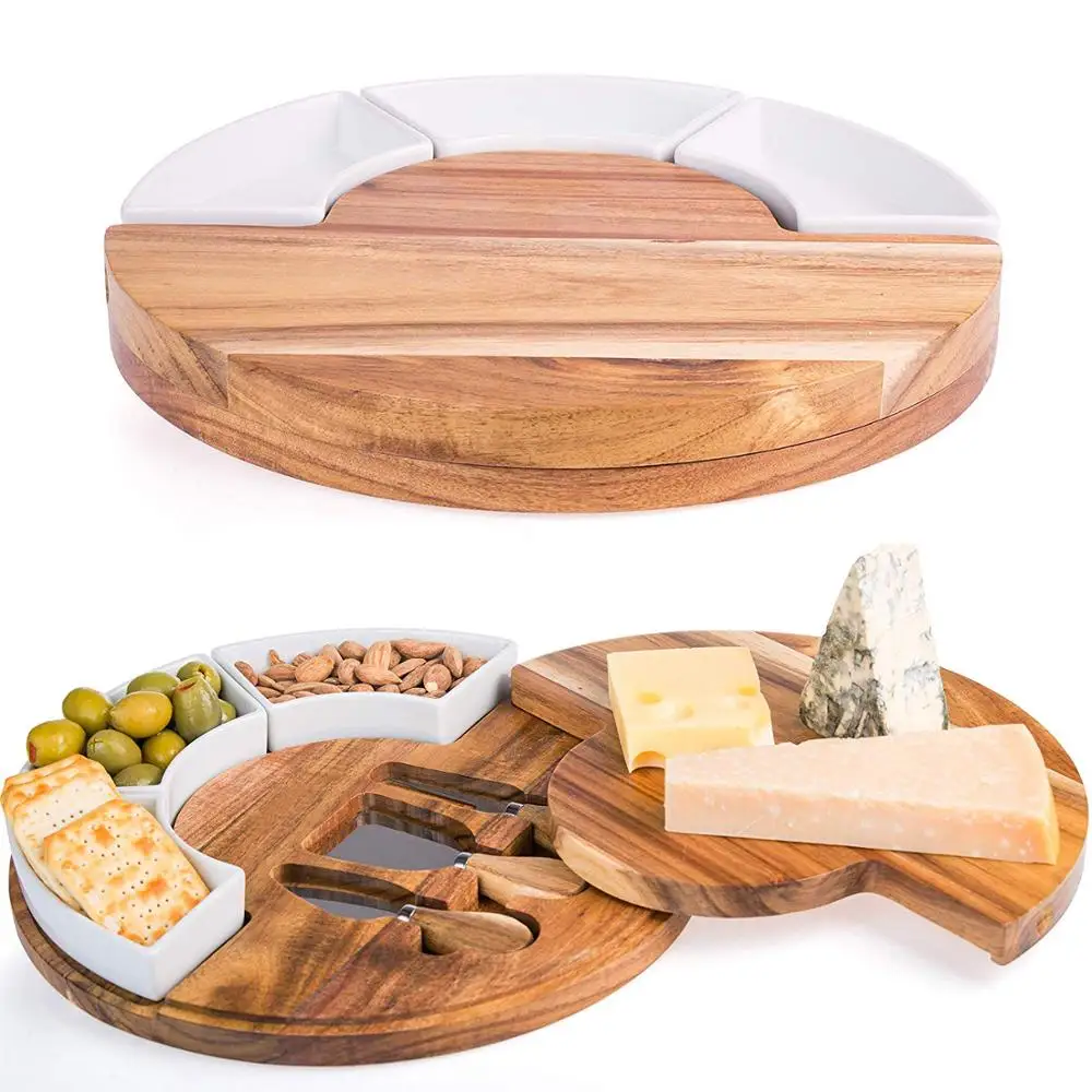 
Cheese Cutting Board Set - Charcuterie Board Set and Cheese Serving Platter. Perfect Meat/Cheese Board and Knife Set for Enterta 