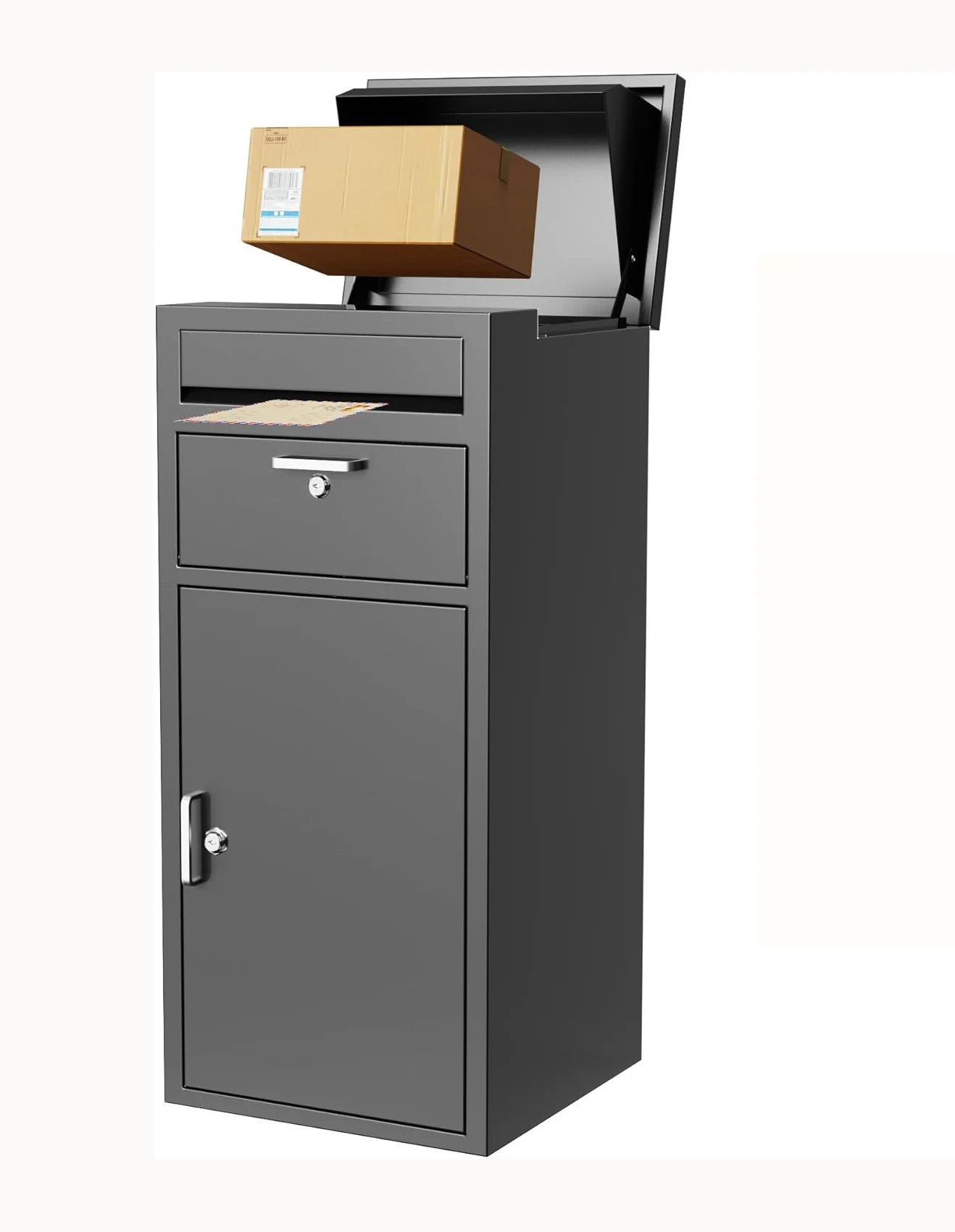 Package Delivery Box Custom Intelligent mailbox Mounted in Ground Parcel Letter Mailing Post Large Drop Box with rear door