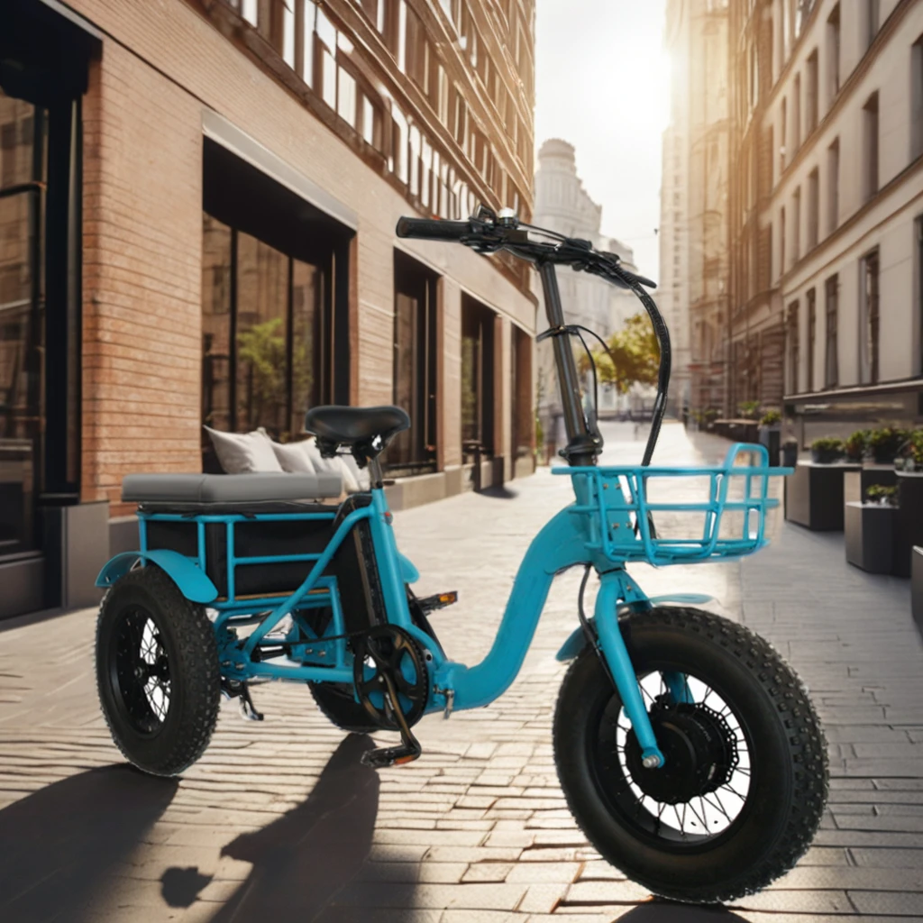 EZREAL 16-Inch Folding Electric Cargo E-Bike 750W 48V 14Ah Lithium Battery New Design Aluminum 3-Wheel Trike for Adults