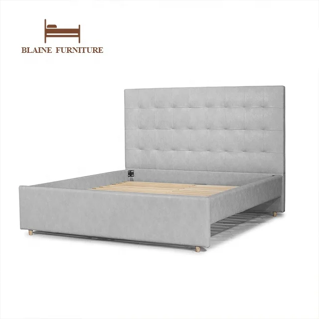 Luxury Modern Beauty Design Comfort Beds Upholstered Fabric Velvet Purple King Size Queen Bed Frame Villa Bedroom Furniture Set