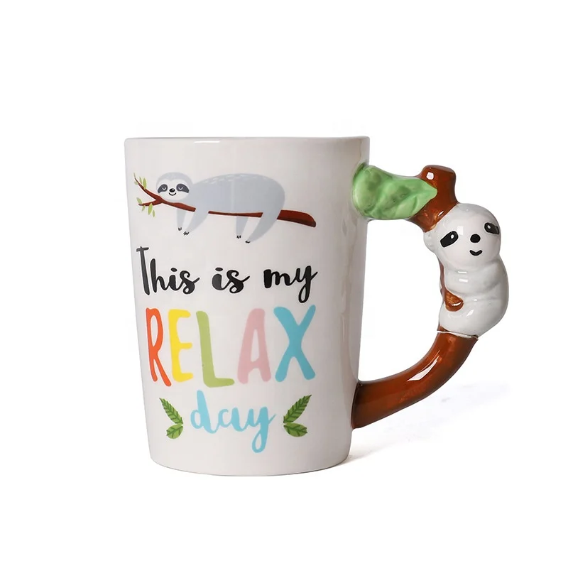 New Design Cartoon Animal Handle Shape Drinkware Cute Gift Cup Milk Coffee 3d Animal Ceramic Mug For Kids