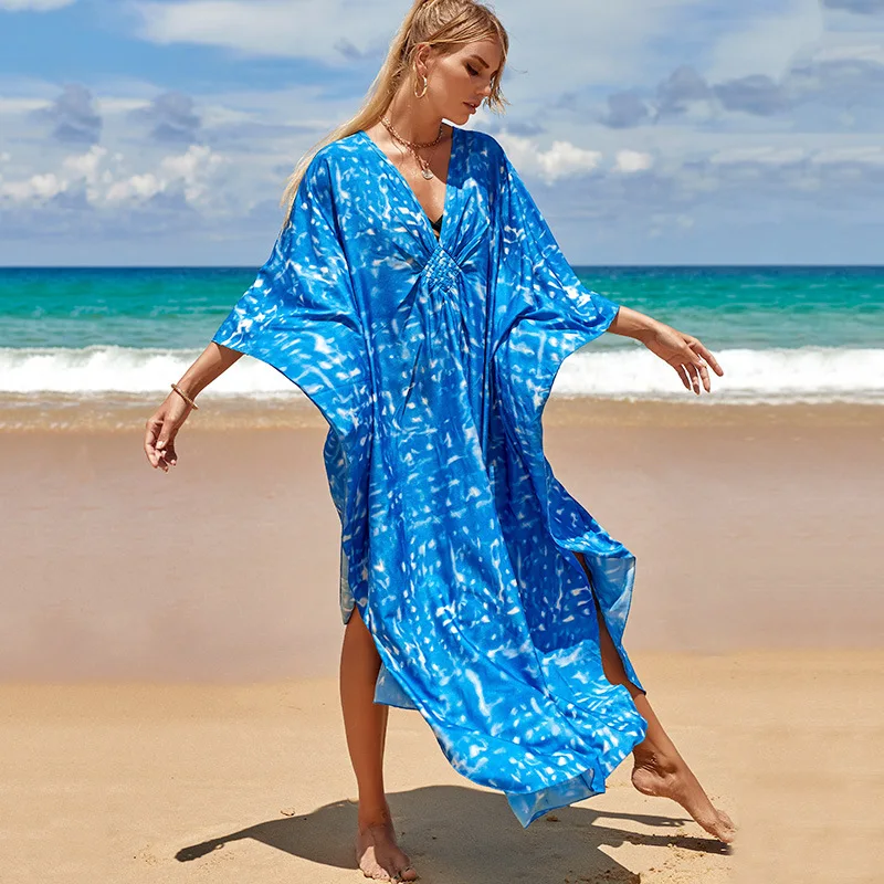 Wholesale Loose Plus Size Beach Wear V Neck Designer Kaftan Dresses For Women