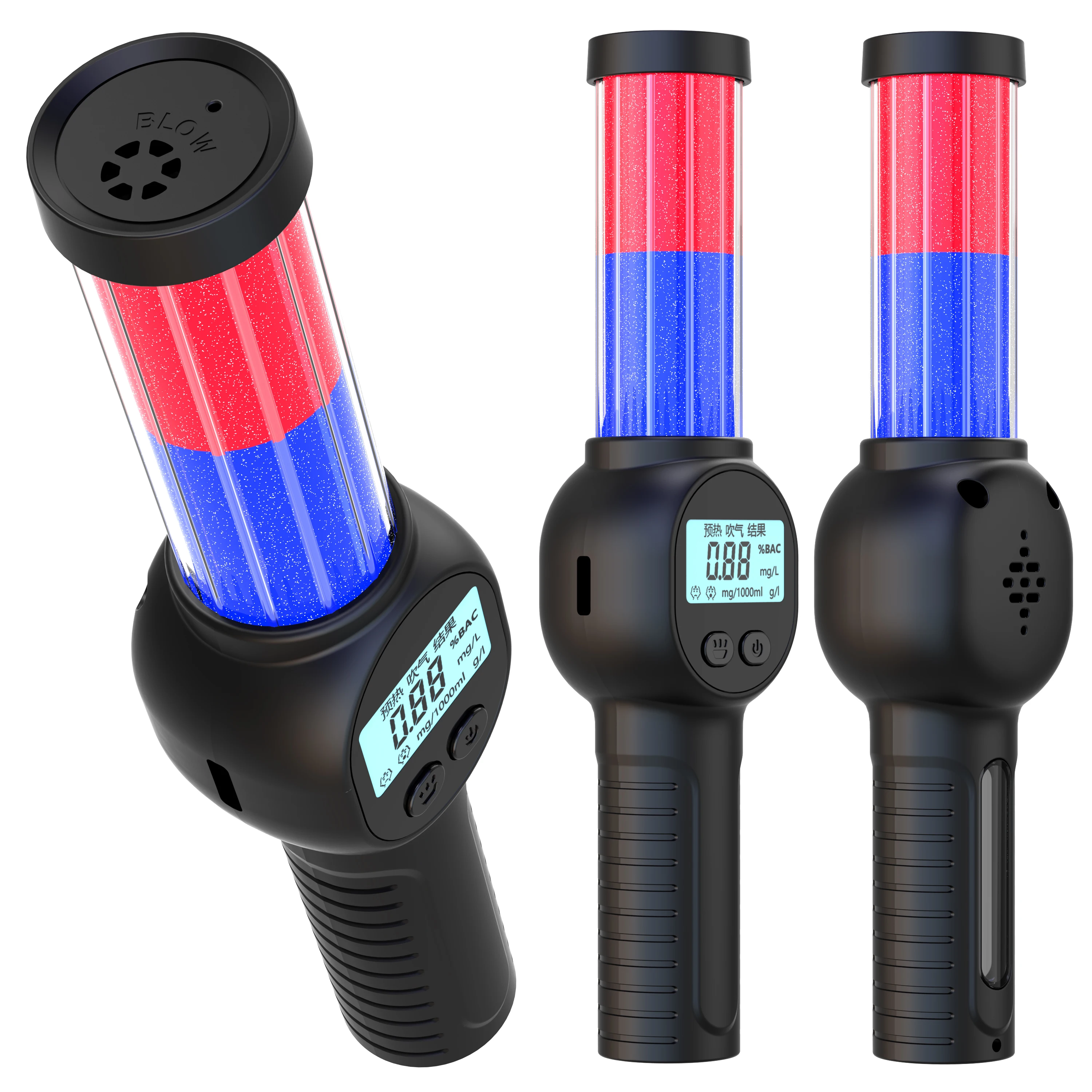 Portable Alcohol Breathalyzer Stick, 4 in 1 Breathalyzer Illuminated Stick with LED LCD Display for Checking Drunk Driving