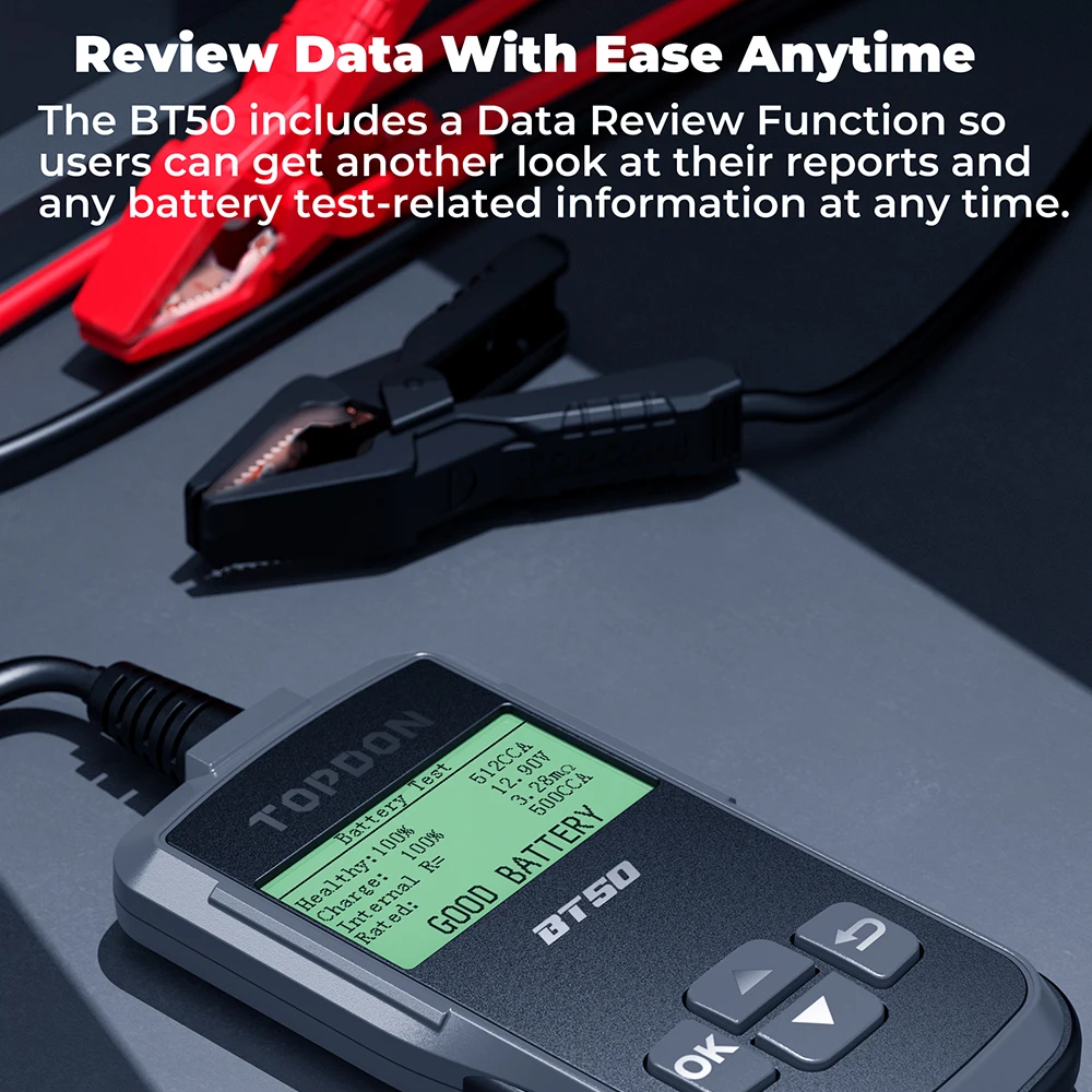 TOPDON BT50 New Arrival 12V 200Ah Car Auto Battery Tester 10A Aa Digital Battery Tester Analyzer For Automobile Bat