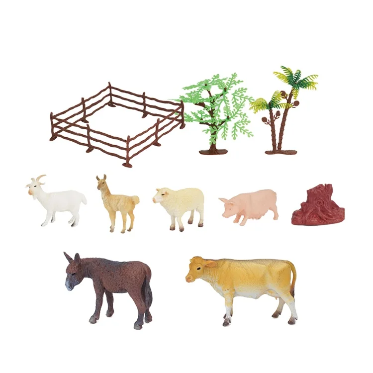 
Latest good quality direct selling farm animal set horse cow toys with tree 