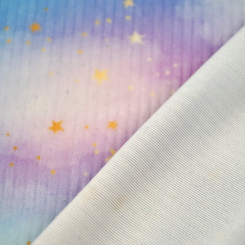 Hot Sale Customized Pattern Knit Ribbed Printed Velour Style Rib Velvet Fabric