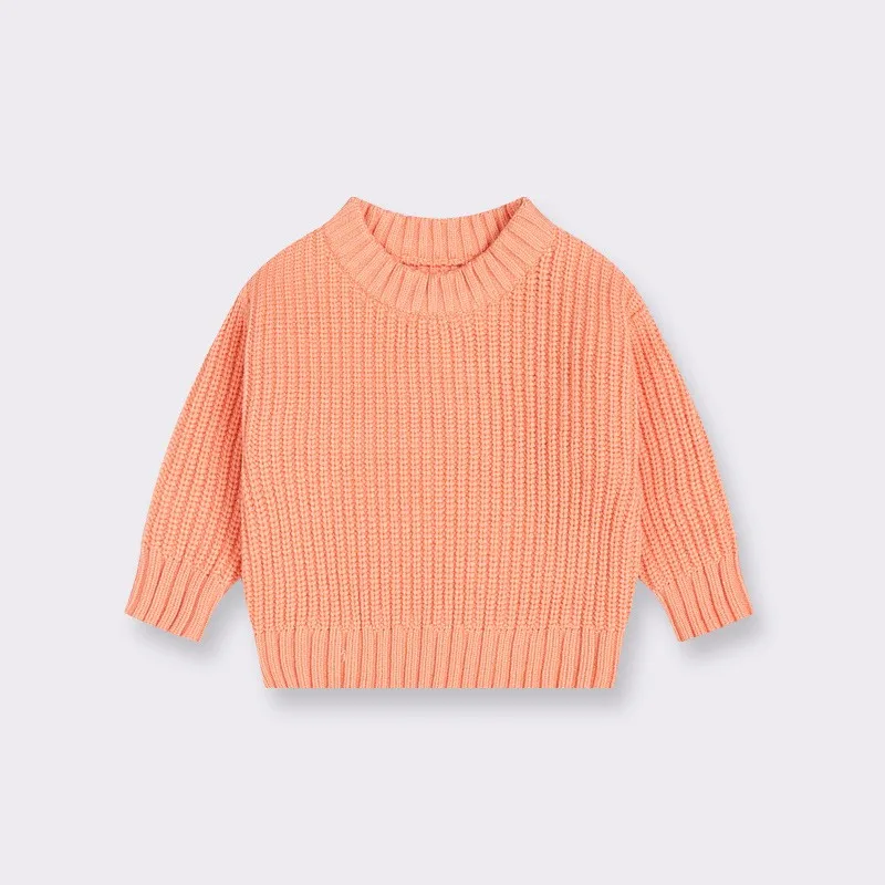 Autumn Winter Unisex Baby Knitted Jumper Ins Popular round Collar Loose Pullover Sweater for Boys and Girls