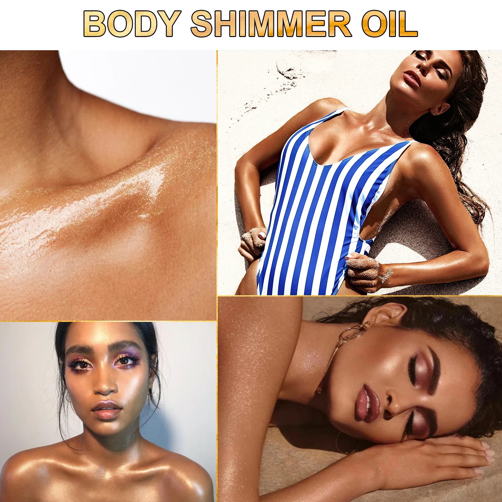 Private Label Vegan Shimmer Oil Makeup Face Glow Bronzer Highlighter Liquid Glitter Body Shimmer Oil