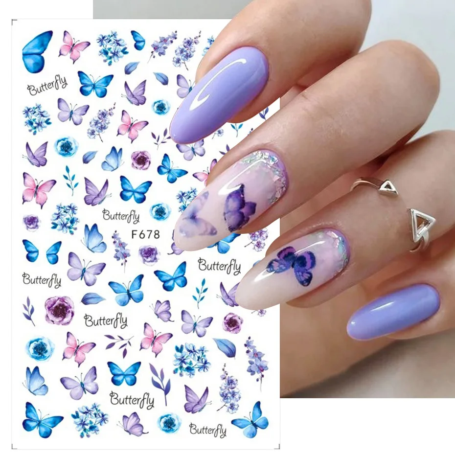 3D Nail Stickers Black Heart Love Self-Adhesive Slider Letters Nail Art Decorations Stars Decals Manicure Accessories