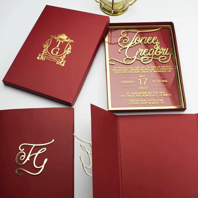 Luxury Paper Box Invitations Wedding Invitation Card High Quality Acrylic Custom Logo Wedding Invitations