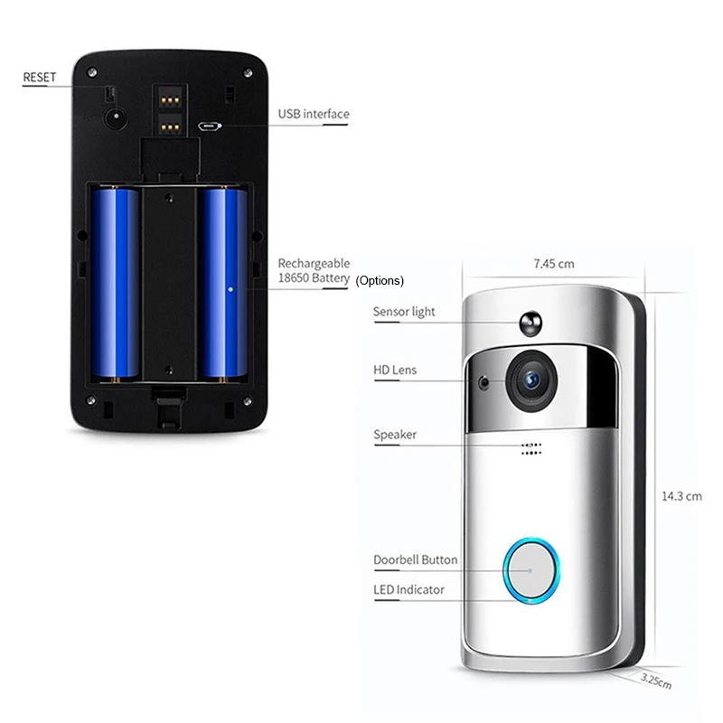 JW159 V5 Video Doorbell Smart Wireless WiFi Security Door Bell Camera Visual Recording Monitor Night Vision Intercom Door Phone