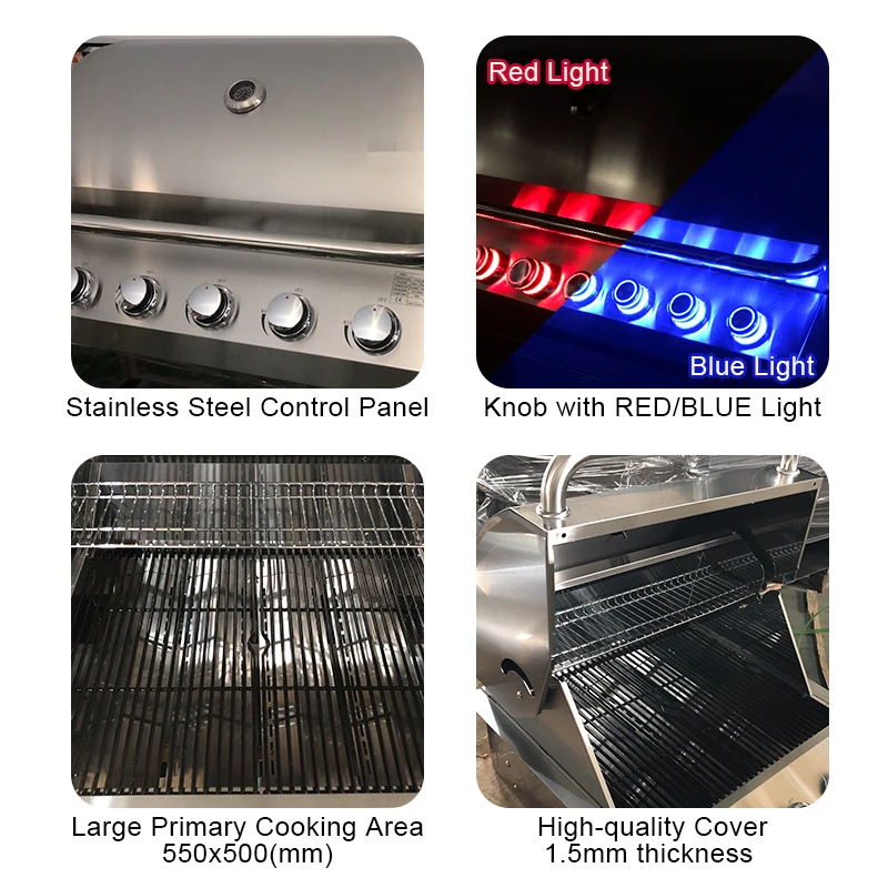 Portable Steak Barbecue Outdoor Stainless Steel Bbqs Machine Propane Gas Bbq Grill