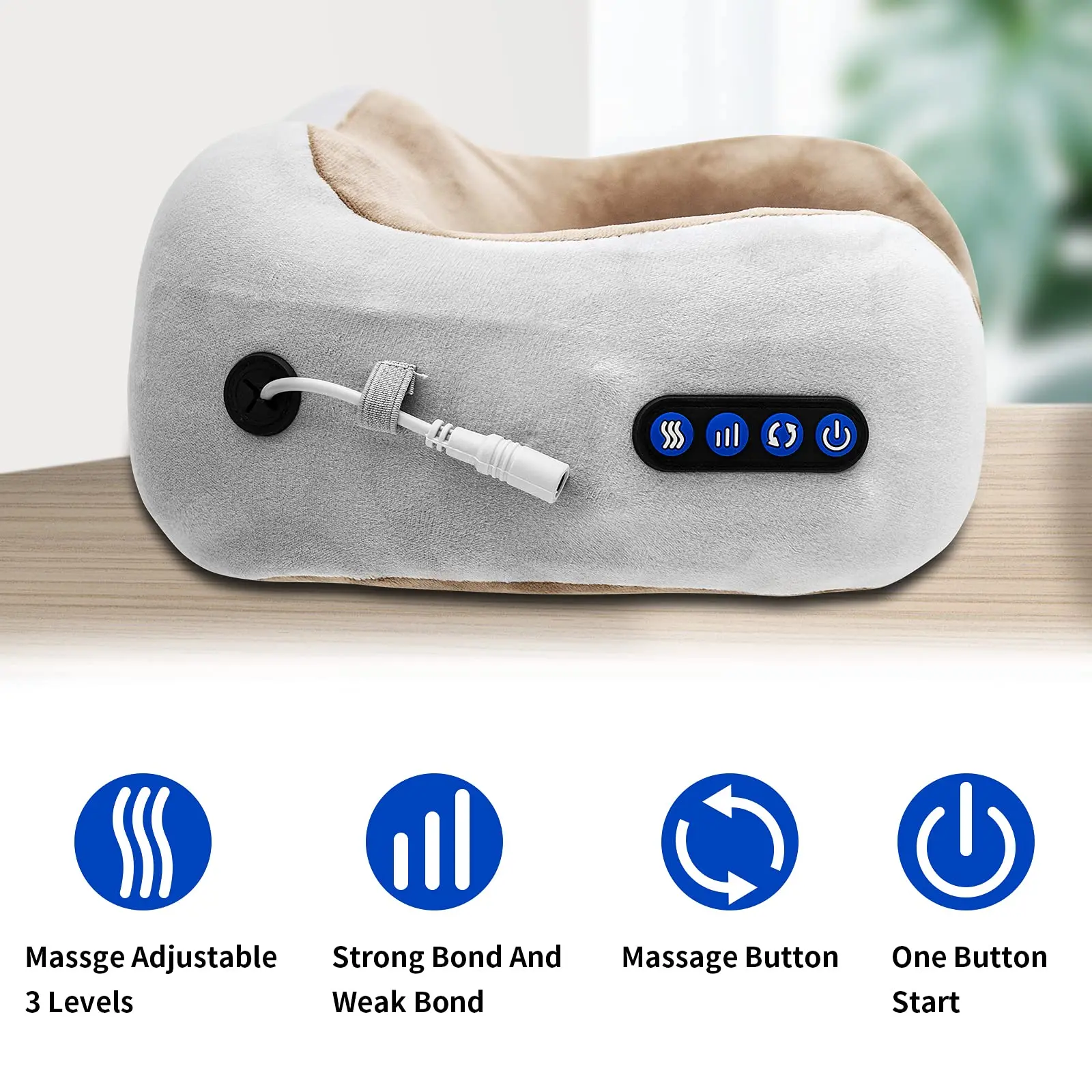 Neck Electric Shiatsu Back U Shaped Vibrating Home With Heat Relax Travel Sleep Lumbar 3d Waist Comfy Massage Pillow