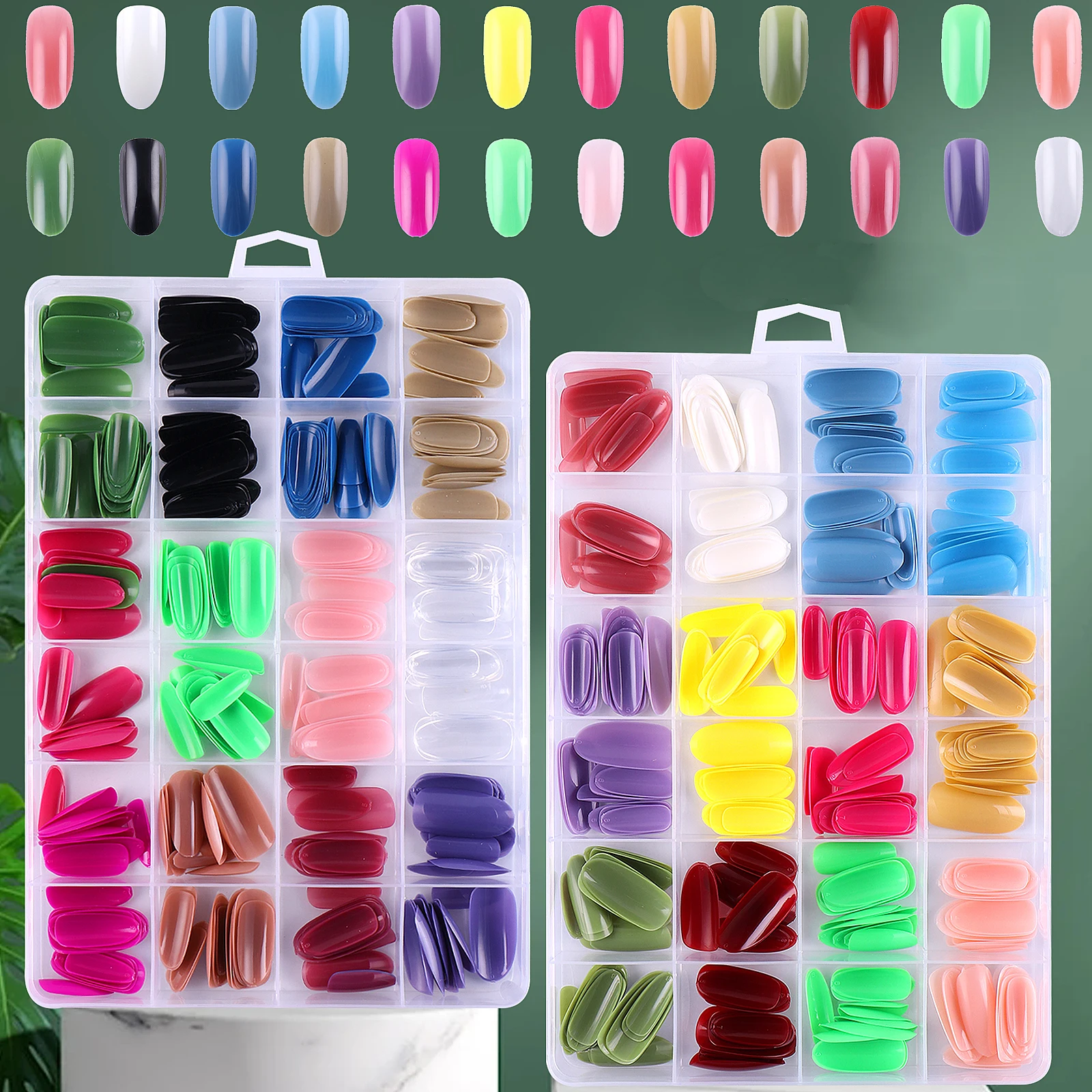 Nail Sheet Supplier Solid Color Wearable Press On Fake Nails Tips Oval Round Head Type Conffin  ABS False Nails Design