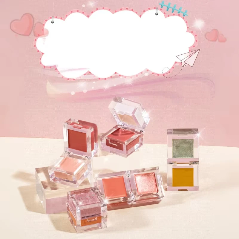 2024 Little Ice Cube Two-tone Blush Highlight Glitter Pearl Sequins Matte Fashionable Highlight