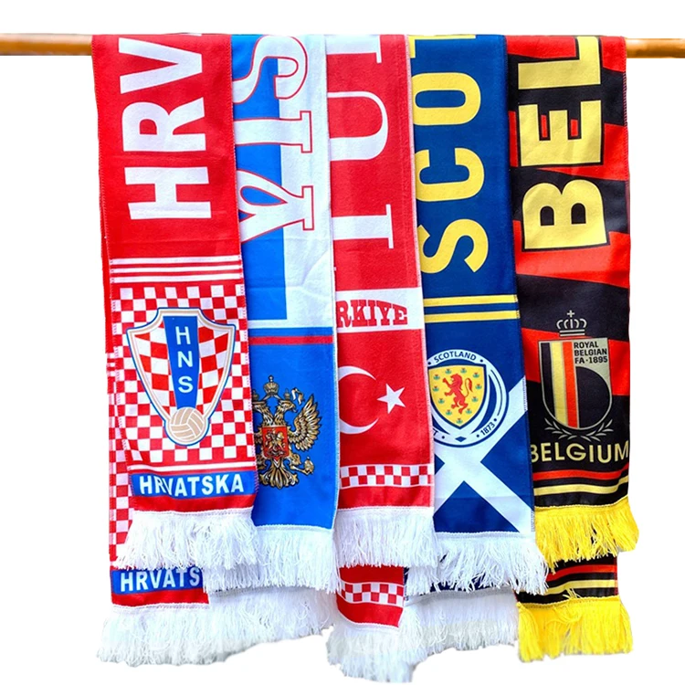 Good Quality Custom Printed Winter Jacquard Scarves Football Soccer Club Cup Sport Fan Scarf