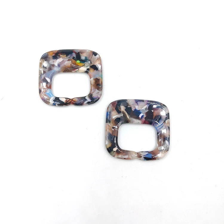 BU062402 Free Sample Colorful Gravel Acetic Custom Logo Garment Belt Buckle Acetate Shell Cut Buckles For Clothes