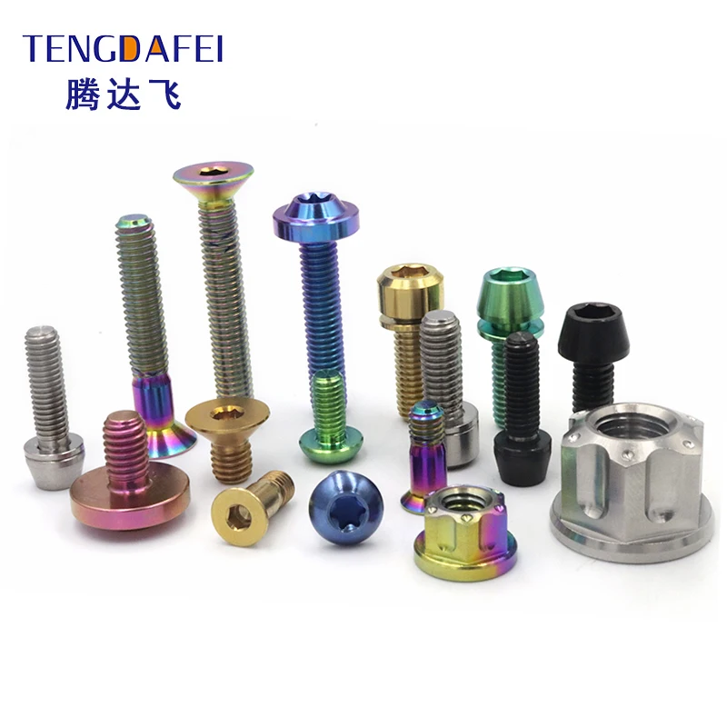 Аксессуары для езды на велосипеде, горных дорогах, титановые велосипедные винты, гайки, диск, Сливовая головка, крепежный титановый винт M3M5M6M10