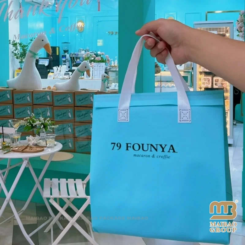 Carrier Shopping Thermal Custom Logo Printed Bottom Factory Cheap Low Price Packaging Bags Non-woven Tote Packaging Cooler Bag