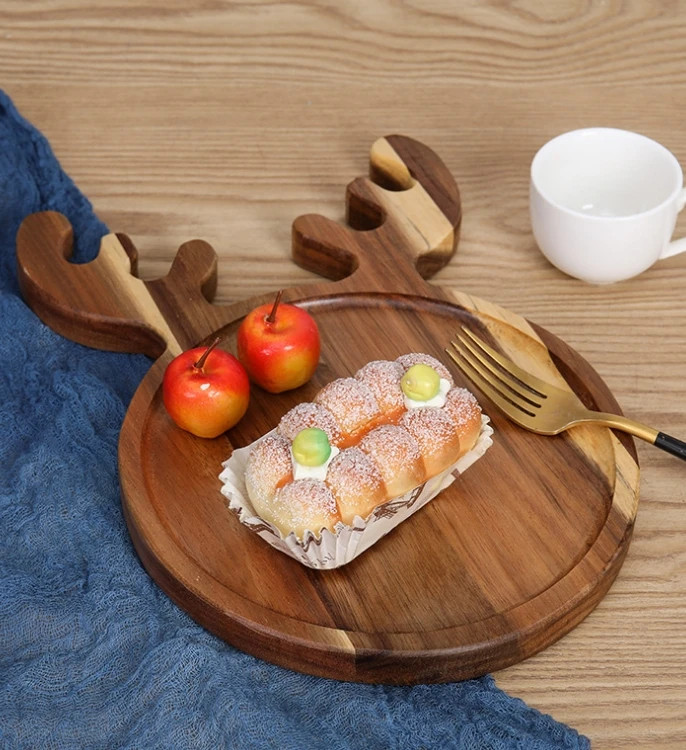 Wholesale Placemat Dinnerware Natural Black Multi-Rule Solid Wood Tray Slate Sushi Plate for Food Serving