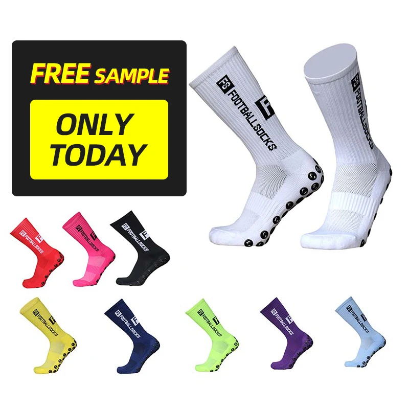 Custom logo football plain black unisex sports cotton anti slip soccer grip socks