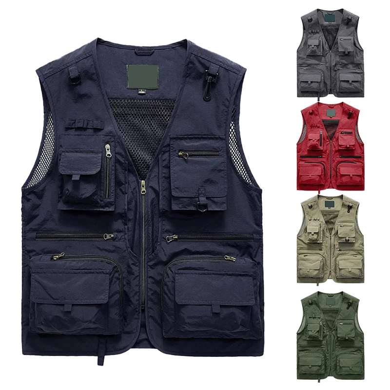 Custom Wholesale Men Outdoor Mountaineering Vest Hommes Veste Mesh Photographer Waistcoat Top Vest