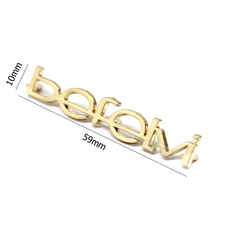 High quality garment accessories metal logo label customized gold metal logo