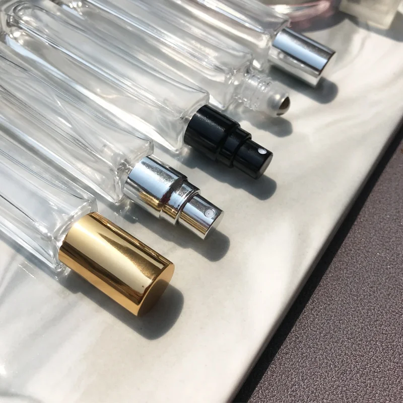 Thick Bottom Vintage 10ml Mini Round Square Clear Refillable Perfume Glass Bottle Skincare Packaging Bottles