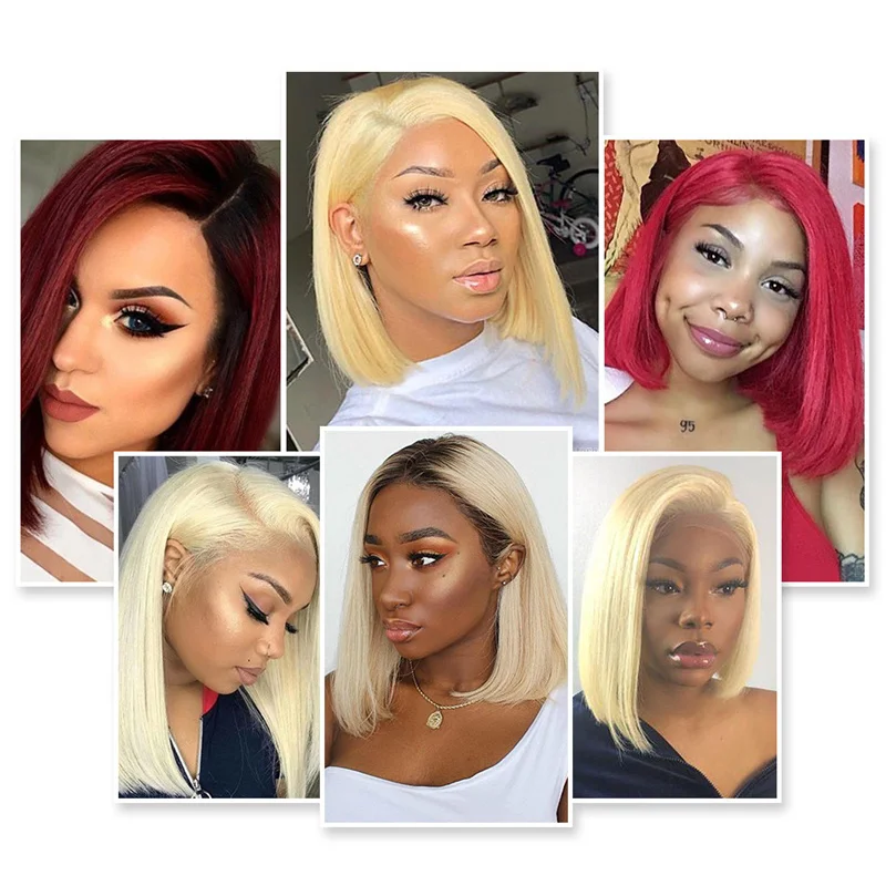 Cheap Peruvian 613 Blonde Colored Bob Wig,Raw Virgin Transparent Hd Full Lace Human Hair Wig,100% Bob Wig Human Hair Lace Front