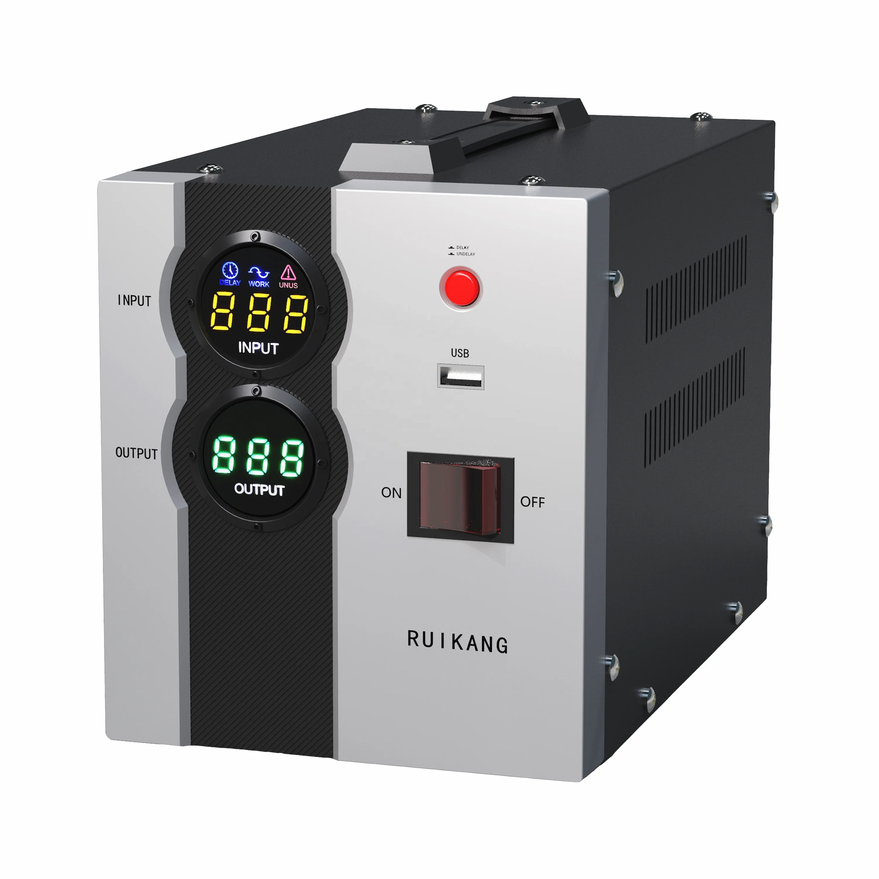 RUIKANG OEM AVR LCD Display 220V AC Single Phase Automatic Voltage Regulator Stabilizer 220V Output Voltage AC Current Control