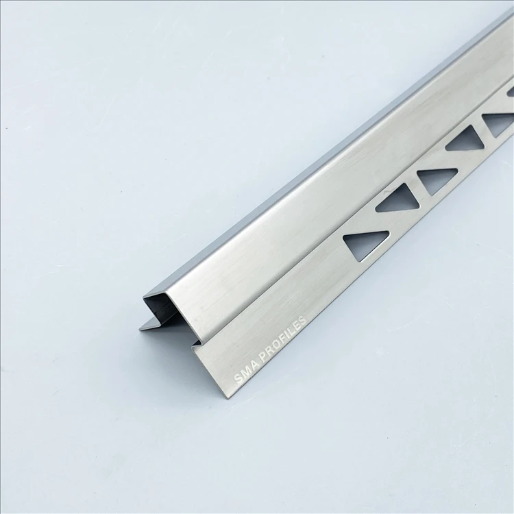 SMAProfiles OEM Acceptable Silver Brushed stainless steel inlay strips profile Metal Tile Trim with holes