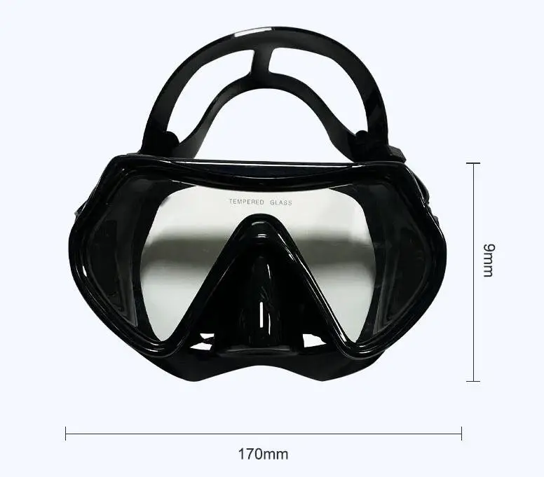 Youth Panoramic Wide View Tempered Glass Adjustable Strap Anti-Fog Scuba Snorkel Diving Mask for Adults