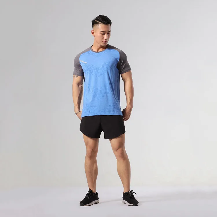 Оптовая продажа, Мужская обтягивающая одежда для фитнеса, эластичная и быстросохнущая Спортивная футболка для бега